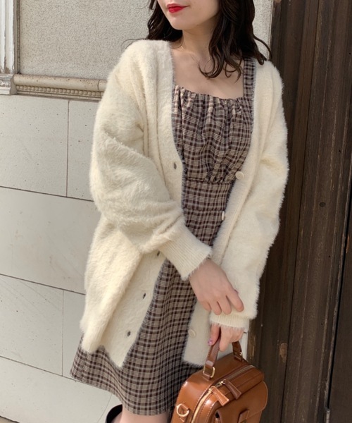 OLIVE des OLIVE（オリーブデオリーブ）の「【WEB限定カラーあり】コスパ最強！ふわふわシャギーカーディガン（カーディガン/ボレロ・レディース・ライトグレー/オフホワイト/ブルー/アイボリー/ラベンダー/グレイッシュベージュ・FREE）」の2枚目の写真