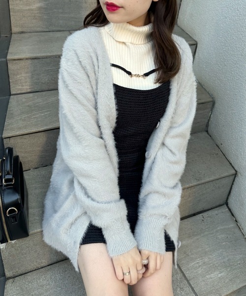 OLIVE des OLIVE（オリーブデオリーブ）の「【WEB限定カラーあり】コスパ最強！ふわふわシャギーカーディガン（カーディガン/ボレロ・レディース・ライトグレー/オフホワイト/ブルー/アイボリー/ラベンダー/グレイッシュベージュ・FREE）」の3枚目の写真