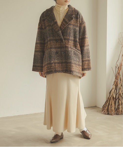 Ambre Neige(アンブルネージュ)の「チェックジャケットコート/【WEB/EC限定商品】(テーラードジャケット・レディース・ダークブラウン/ブラウン系その他・FREE)」の6枚目の写真
