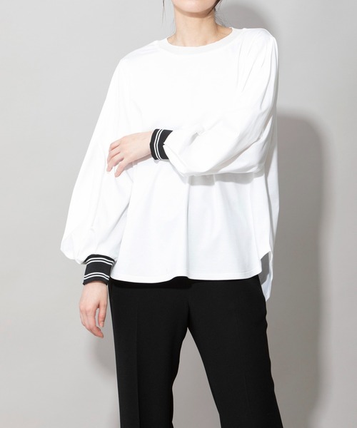 Munich（ミューニック）の「コットンダブルジャージタックスリーブプルオーバー（Tシャツ/カットソー・レディース・ホワイト/ブラック/カーキ・FREE）」の2枚目の写真