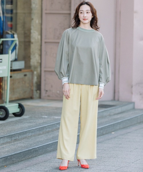 Munich（ミューニック）の「コットンダブルジャージタックスリーブプルオーバー（Tシャツ/カットソー・レディース・ホワイト/ブラック/カーキ・FREE）」の14枚目の写真