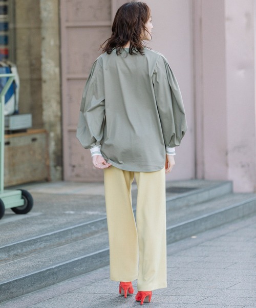 Munich（ミューニック）の「コットンダブルジャージタックスリーブプルオーバー（Tシャツ/カットソー・レディース・ホワイト/ブラック/カーキ・FREE）」の4枚目の写真