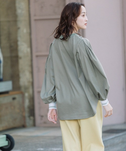 Munich（ミューニック）の「コットンダブルジャージタックスリーブプルオーバー（Tシャツ/カットソー・レディース・ホワイト/ブラック/カーキ・FREE）」の8枚目の写真