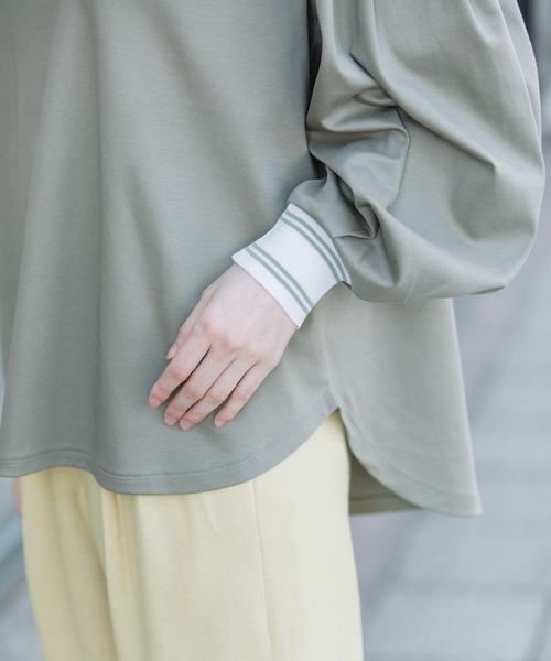 Munich（ミューニック）の「コットンダブルジャージタックスリーブプルオーバー（Tシャツ/カットソー・レディース・ホワイト/ブラック/カーキ・FREE）」の5枚目の写真