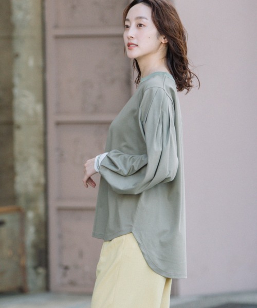 Munich（ミューニック）の「コットンダブルジャージタックスリーブプルオーバー（Tシャツ/カットソー・レディース・ホワイト/ブラック/カーキ・FREE）」の11枚目の写真