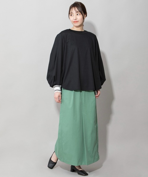 Munich（ミューニック）の「コットンダブルジャージタックスリーブプルオーバー（Tシャツ/カットソー・レディース・ホワイト/ブラック/カーキ・FREE）」の12枚目の写真