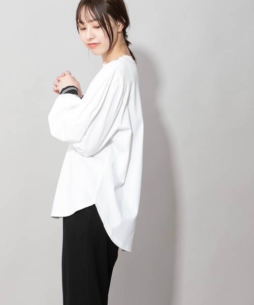 Munich（ミューニック）の「コットンダブルジャージタックスリーブプルオーバー（Tシャツ/カットソー・レディース・ホワイト/ブラック/カーキ・FREE）」の7枚目の写真