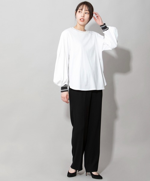 Munich（ミューニック）の「コットンダブルジャージタックスリーブプルオーバー（Tシャツ/カットソー・レディース・ホワイト/ブラック/カーキ・FREE）」の20枚目の写真