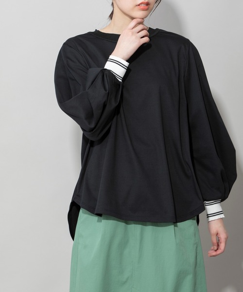 Munich（ミューニック）の「コットンダブルジャージタックスリーブプルオーバー（Tシャツ/カットソー・レディース・ホワイト/ブラック/カーキ・FREE）」の22枚目の写真