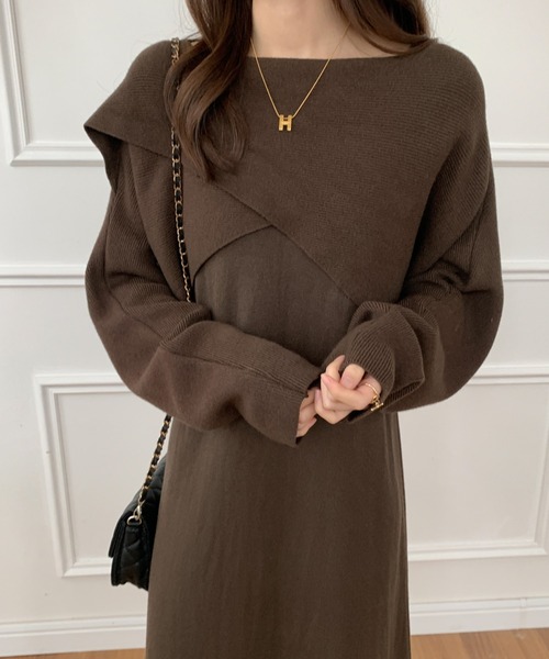 ECLIN(エクラン)の「カシュクールプルオーバー&キャミソールワンピース2点セット(ワンピース・レディース・ブラック/ブラウン/チャコールグレー・FREE)」の17枚目の写真