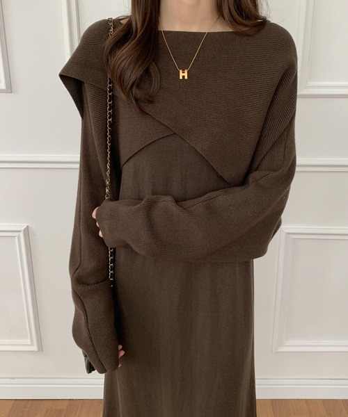 ECLIN(エクラン)の「カシュクールプルオーバー&キャミソールワンピース2点セット(ワンピース・レディース・ブラック/ブラウン/チャコールグレー・FREE)」の20枚目の写真