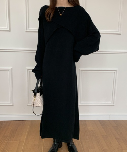 ECLIN(エクラン)の「カシュクールプルオーバー&キャミソールワンピース2点セット(ワンピース・レディース・ブラック/ブラウン/チャコールグレー・FREE)」の19枚目の写真
