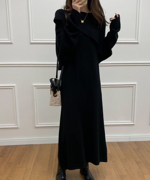 ECLIN(エクラン)の「カシュクールプルオーバー&キャミソールワンピース2点セット(ワンピース・レディース・ブラック/ブラウン/チャコールグレー・FREE)」の13枚目の写真