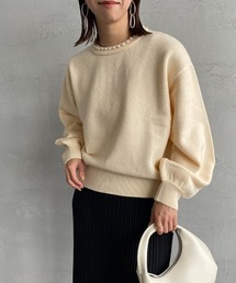 [MAISON DE L'ALLURE/メゾンドゥラリュール] パールデザイン プルオーバーニット