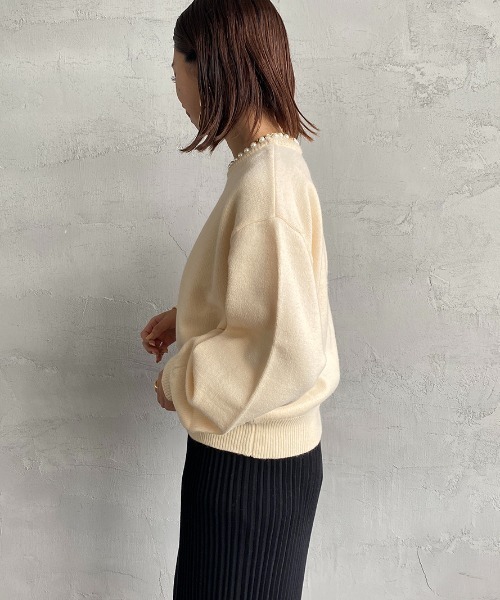 JEANS FACTORY （ジーンズファクトリー）の「[MAISON DE L'ALLURE/メゾンドゥラリュール] パールデザイン プルオーバーニット（ニット/セーター・レディース・オフホワイト/ブラック・F）」の19枚目の写真