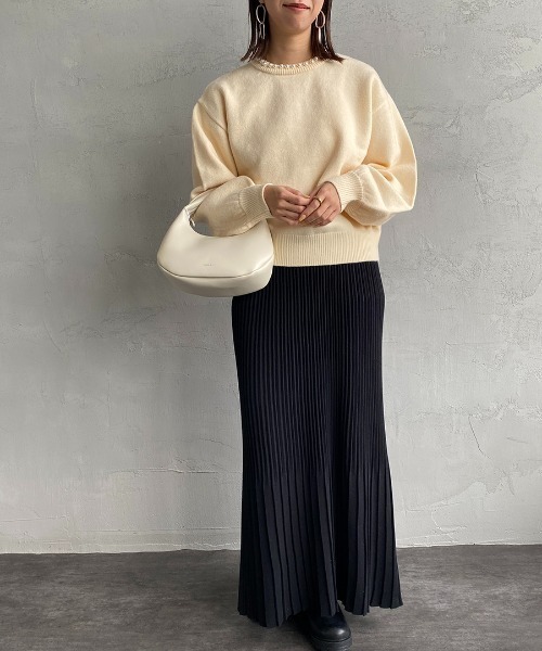 JEANS FACTORY （ジーンズファクトリー）の「[MAISON DE L'ALLURE/メゾンドゥラリュール] パールデザイン プルオーバーニット（ニット/セーター・レディース・オフホワイト/ブラック・F）」の22枚目の写真