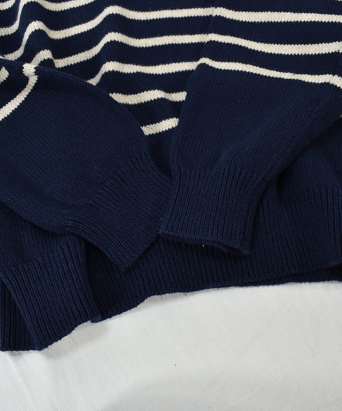 J.CREW（ジェイクルー）の「【ヴィンテージ古着】J CREW / ジェイクルー ボーダー コットンニットセーター ショールカラー（ニット/セーター・メンズ・ネイビー・LARGE）」の5枚目の写真