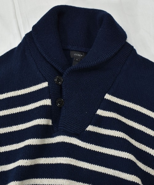 J.CREW（ジェイクルー）の「【ヴィンテージ古着】J CREW / ジェイクルー ボーダー コットンニットセーター ショールカラー（ニット/セーター・メンズ・ネイビー・LARGE）」の6枚目の写真