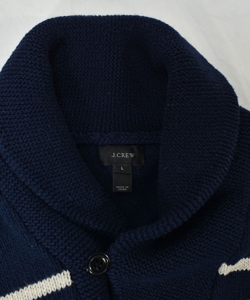 J.CREW（ジェイクルー）の「【ヴィンテージ古着】J CREW / ジェイクルー ボーダー コットンニットセーター ショールカラー（ニット/セーター・メンズ・ネイビー・LARGE）」の4枚目の写真
