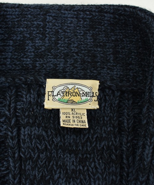 VINTAGE(ヴィンテージ)の「【ヴィンテージ古着】80's FLATIRON MILLS ローゲージ ショールカラー ニットカーディガン(カーディガン/ボレロ・メンズ・ネイビー・X-LARGE)」の4枚目の写真