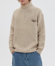 【genxder】ユニセックス刺繍ハーフジップニットプルオーバー