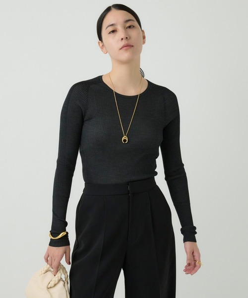 Chaos(カオス)/【新色＆追加】18Gシルクリブニット クルーネックプル