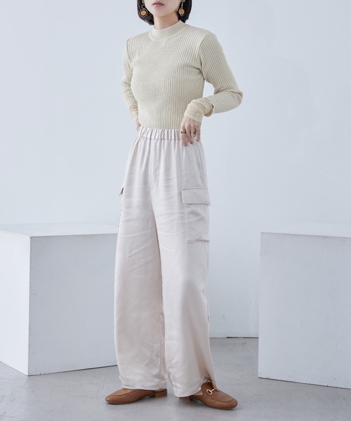 Fashion Letter(ファッションレター)の「リブニット シアースリーブ ハイネックトップス(ニット/セーター・レディース・ライトブルー/ブラック/アイボリー・M)」の7枚目の写真