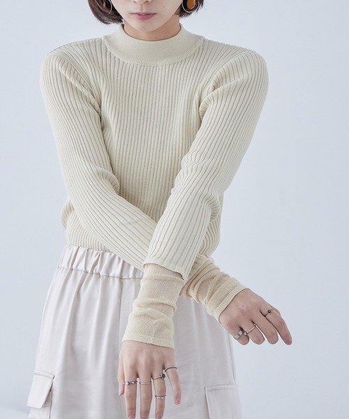 Fashion Letter(ファッションレター)の「リブニット シアースリーブ ハイネックトップス(ニット/セーター・レディース・ライトブルー/ブラック/アイボリー・M)」の9枚目の写真
