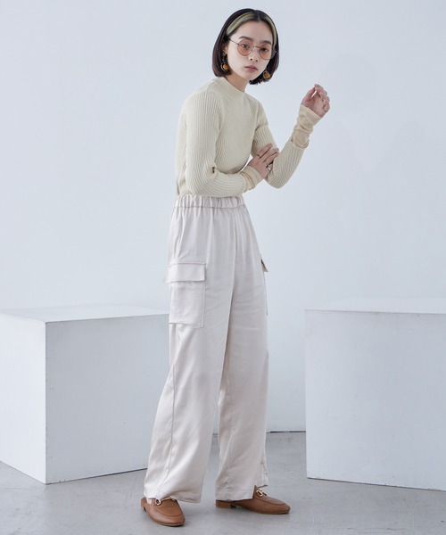 Fashion Letter(ファッションレター)の「リブニット シアースリーブ ハイネックトップス(ニット/セーター・レディース・ライトブルー/ブラック/アイボリー・M)」の10枚目の写真