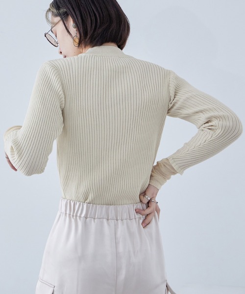Fashion Letter(ファッションレター)の「リブニット シアースリーブ ハイネックトップス(ニット/セーター・レディース・ライトブルー/ブラック/アイボリー・M)」の11枚目の写真