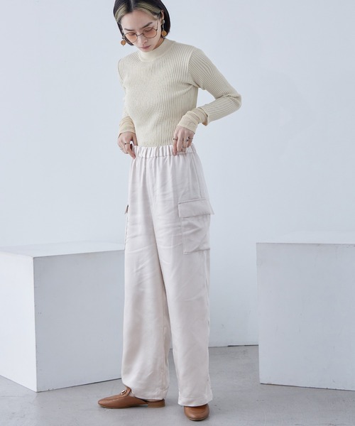 Fashion Letter(ファッションレター)の「リブニット シアースリーブ ハイネックトップス(ニット/セーター・レディース・ライトブルー/ブラック/アイボリー・M)」の12枚目の写真
