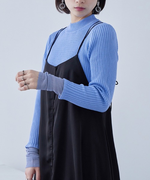 Fashion Letter(ファッションレター)の「リブニット シアースリーブ ハイネックトップス(ニット/セーター・レディース・ライトブルー/ブラック/アイボリー・M)」の15枚目の写真