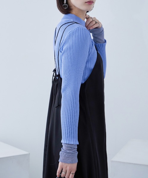 Fashion Letter(ファッションレター)の「リブニット シアースリーブ ハイネックトップス(ニット/セーター・レディース・ライトブルー/ブラック/アイボリー・M)」の17枚目の写真