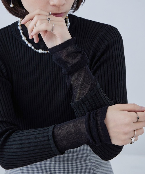 Fashion Letter(ファッションレター)の「リブニット シアースリーブ ハイネックトップス(ニット/セーター・レディース・ライトブルー/ブラック/アイボリー・M)」の21枚目の写真