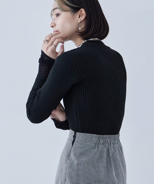 Fashion Letter(ファッションレター)の「リブニット シアースリーブ ハイネックトップス(ニット/セーター・レディース・ライトブルー/ブラック/アイボリー・M)」の22枚目の写真