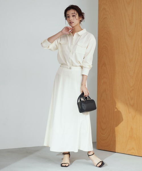 Pierrot(ピエロ)の「シャツスカートセットアップ(ワンピース・レディース・ブルー系その他/アイボリー・M/L)」の4枚目の写真