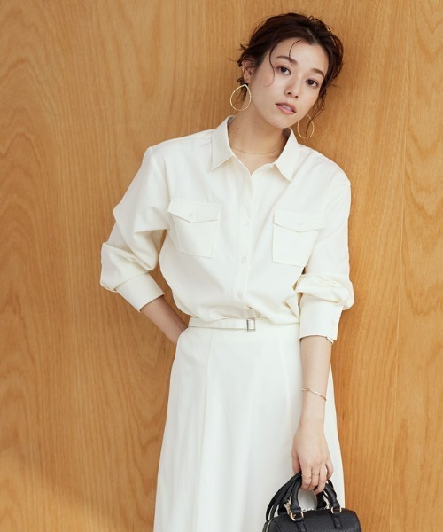 Pierrot(ピエロ)の「シャツスカートセットアップ(ワンピース・レディース・ブルー系その他/アイボリー・M/L)」の5枚目の写真