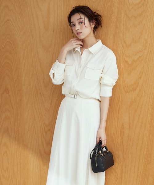 Pierrot(ピエロ)の「シャツスカートセットアップ(ワンピース・レディース・ブルー系その他/アイボリー・M/L)」の8枚目の写真