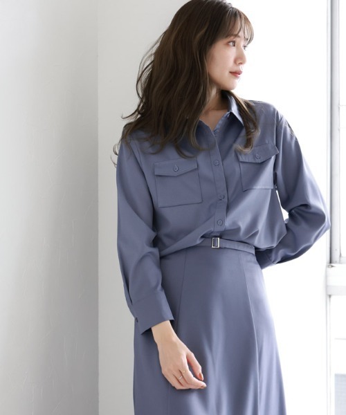 Pierrot(ピエロ)の「シャツスカートセットアップ(ワンピース・レディース・ブルー系その他/アイボリー・M/L)」の12枚目の写真