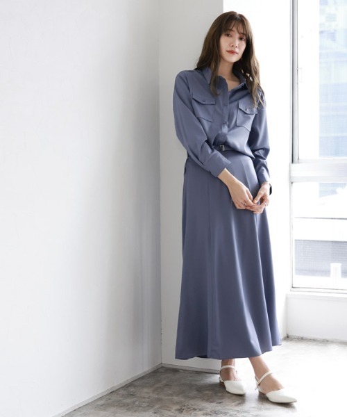 Pierrot(ピエロ)の「シャツスカートセットアップ(ワンピース・レディース・ブルー系その他/アイボリー・M/L)」の13枚目の写真