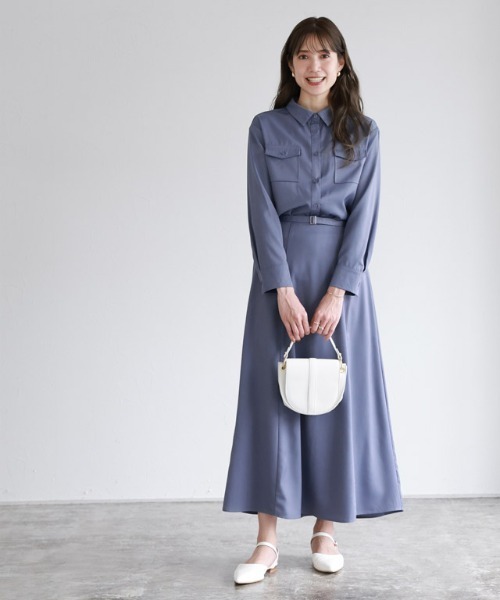 Pierrot(ピエロ)の「シャツスカートセットアップ(ワンピース・レディース・ブルー系その他/アイボリー・M/L)」の14枚目の写真