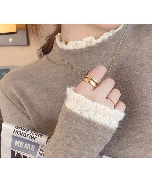 Sakka（サッカ）の「レイヤード風ハイネックトップス（Tシャツ/カットソー・レディース・ブラウン/グレー/ブラック/ベージュ/ダークグレー・L/M/XL）」の5枚目の写真