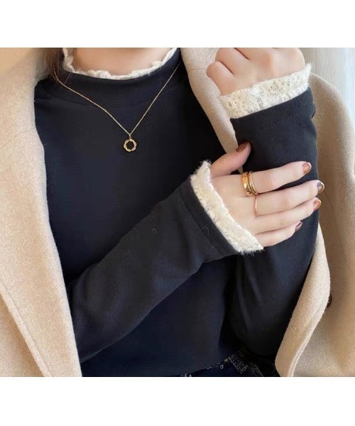 Sakka（サッカ）の「レイヤード風ハイネックトップス（Tシャツ/カットソー・レディース・ブラウン/グレー/ブラック/ベージュ/ダークグレー・L/M/XL）」の2枚目の写真