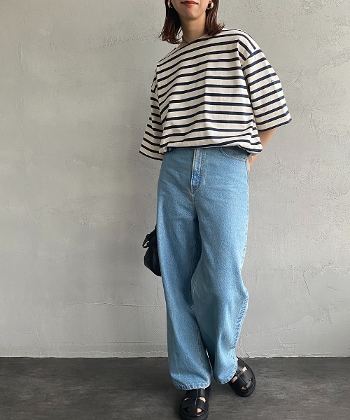 ORCIVAL（オーシバル）の「【WEB限定】[ORCIVAL/オーシバル] ボートネック ショートスリーブTシャツ（Tシャツ/カットソー・レディース・ブラック/グレー/ネイビー/グリーン/ホワイト/グレイッシュベージュ・4/5）」の6枚目の写真