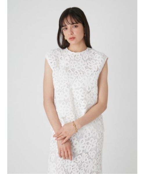 Mila Owen(ミラオーウェン)の「SET UPクロシェ風ノースリトップス(Tシャツ/カットソー・レディース・ブラック/ベージュ/ホワイト・0/1)」の15枚目の写真