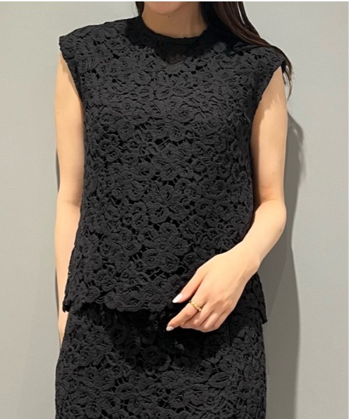 Mila Owen(ミラオーウェン)の「SET UPクロシェ風ノースリトップス(Tシャツ/カットソー・レディース・ブラック/ベージュ/ホワイト・0/1)」の20枚目の写真
