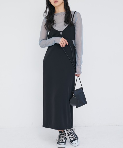 ECRIRE(エクリール)の「カットアウトキャミワンピース(ジャンパースカート・レディース・モカ/グレー/ブラック・M)」の9枚目の写真