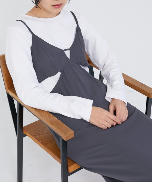 ECRIRE(エクリール)の「カットアウトキャミワンピース(ジャンパースカート・レディース・モカ/グレー/ブラック・M)」の12枚目の写真