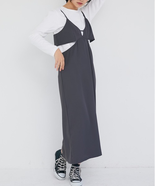 ECRIRE(エクリール)の「カットアウトキャミワンピース(ジャンパースカート・レディース・モカ/グレー/ブラック・M)」の11枚目の写真