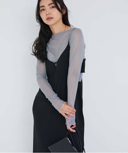 ECRIRE(エクリール)の「カットアウトキャミワンピース(ジャンパースカート・レディース・モカ/グレー/ブラック・M)」の7枚目の写真